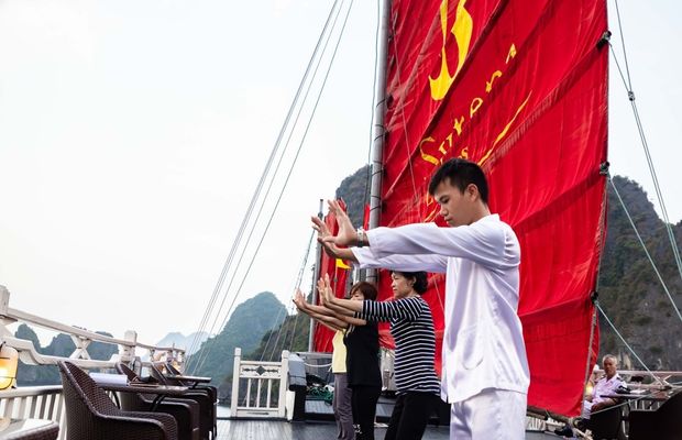 Doing Taichi on Syrena Cruise